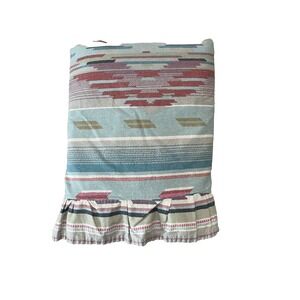 Vintage Ralph Lauren Hawk Springs QUEEN Flat Ruffled Sheet  Southwest Aztec